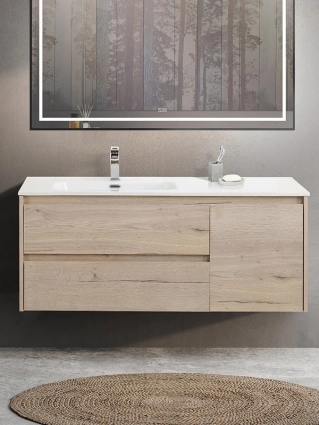 Тумба с раковиной BelBagno Kraft L, 120 2 ящика, дверца, rovere galifax bianco, подвесная, матовая