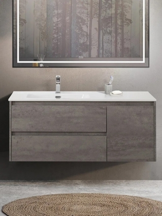 Тумба с раковиной BelBagno Kraft L, 120 2 ящика, дверца, cemento grigio, подвесная, матовая