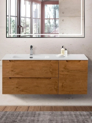 Тумба с раковиной BelBagno Etna L, 120 2 ящика, дверца, rovere nature, подвесная, матовая