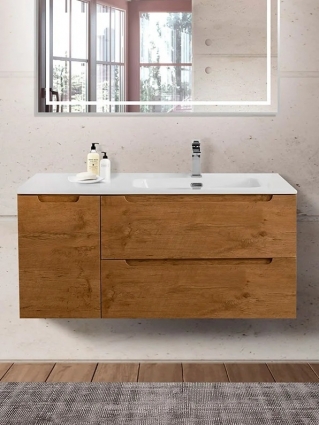 Тумба с раковиной BelBagno Etna R, 100 2 ящика, дверца, rovere nature, подвесная, матовая
