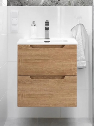 Тумба с раковиной BelBagno Etna 50 2 ящика, rovere bianco, подвесная, матовая