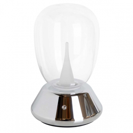 Настольная лампа диммируемая 10W 3000K прозрачный/хром Uovo III Lightstar 807904 цвет прозрачный, с диммером