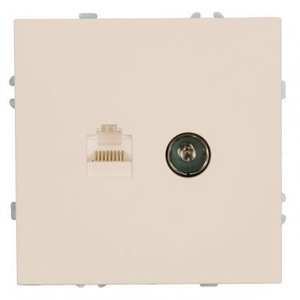 Розетка TV + компьютерная RJ-45 (механизм), Stekker Эмили, RST00-5106-08, кашемир, soft touch 49898, цвет бежевый