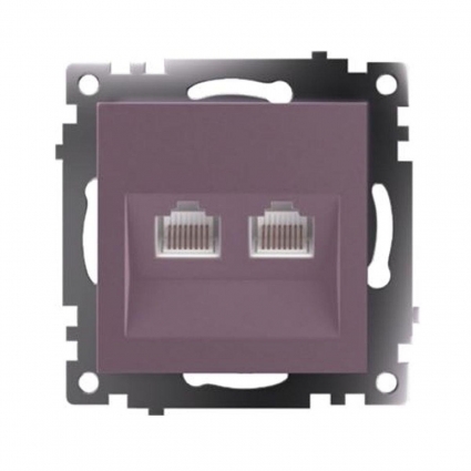 Розетка компьютерная 2-местная RJ-45 (механизм) Stekker GLS00-7109-04 Катрин, шоколад 50006, цвет коричневый