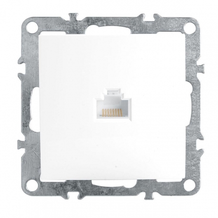 Розетка компьютерная 1-местная RJ-45 (механизм), Stekker PST00-9107-01 Эрна, белый 39314, цвет белый