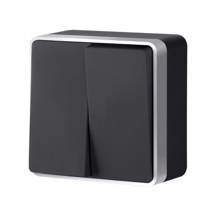 Werkel W5020034/ Выключатель двухклавишный Gallant (черный с серебром) цвет серебро
