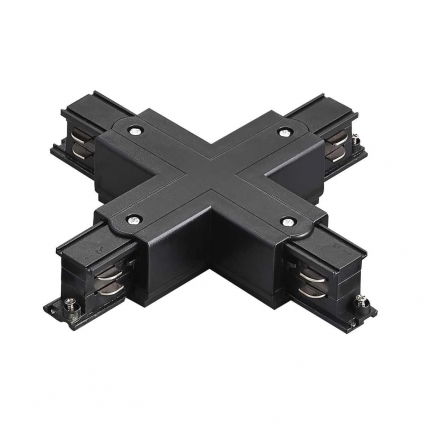 Соединение крестовое с подводом питания к треку 5040xx-(F)/(R) Quattro Lightstar 504147-FR, в стиле Хай-тек, цвет черный