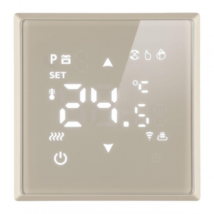 Терморегулятор Wi-Fi (механизм), Stekker, 250В, 3500Вт Эмили, RSW00-5119-08, кашемир, soft touch 50427, цвет бежевый