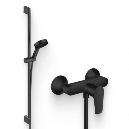Душевой комплект Смеситель для душа Hansgrohe Talis 71760670 + Гарнитур Pulsify Relaxation 24170670 цвет черный, штанга 12.2 см