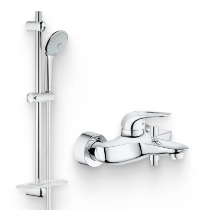 Душевой комплект Смеситель Grohe Eurostyle New 33591003 + Гарнитур Euphoria 27231001 хром,  в современном стиле