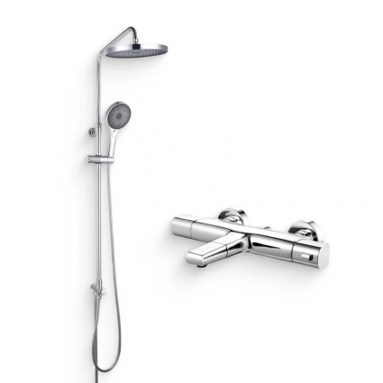 Душевой комплект Термостат Iddis Uniterm UNISB02I74WA + Стойка SpaHome SPA3F0Ci76 хром,  в современном стиле