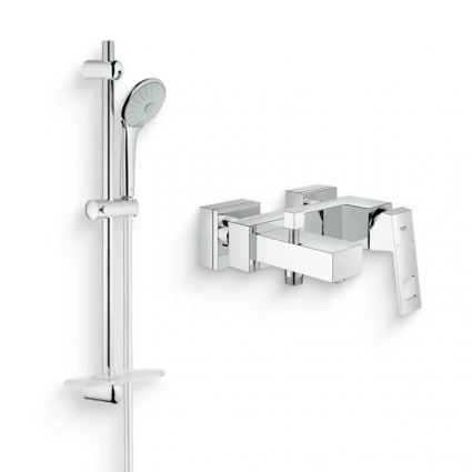 Душевой комплект Смеситель Grohe Eurocube 23140000 + Гарнитур Euphoria 27266001 хром