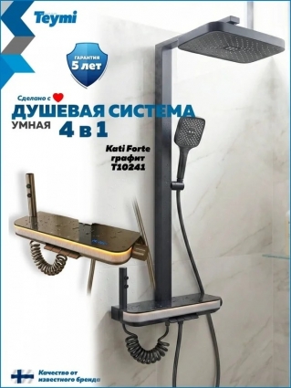 Душевая стойка Teymi Kati Forte T10241 графит штанга 160 см, шланг силиконовый 150 см
