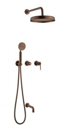 Душевой комплект Boheme Eterna 174-2-BRB С ВНУТРЕННЕЙ ЧАСТЬЮ, brushed bronze, бронза, шланг металлический 150 см