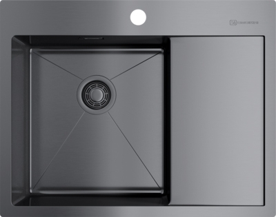 Мойка кухонная Omoikiri Akisame 65-GM-L 4973097 вороненая сталь брашированная, прямоугольная, 65x51 см