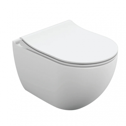 Унитаз подвесной Cersanit Brasko Smart Clean On DPL EO slim LP 64824 безободковый, с микролифтом, белый, 36x50 см