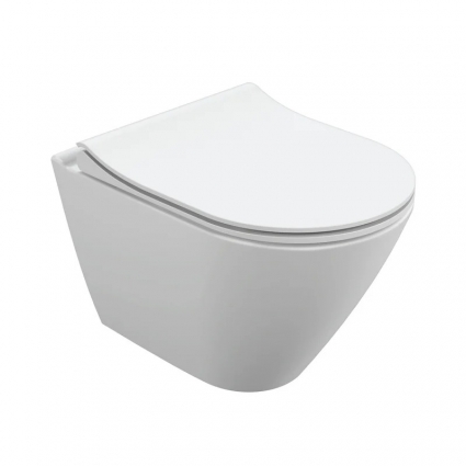 Унитаз подвесной Cersanit City Smart Clean On DPL EO slim LP 64822 безободковый, с микролифтом, белый, 35x50.5 см