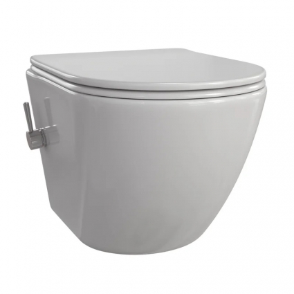 Унитаз подвесной Taliente Amato AM25010 + Smcromo безободковый, с микролифтом, глянцевый белый, 36x48.2 см