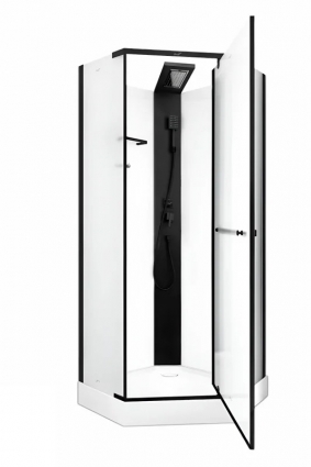 Душевая кабина Cerutti Spa Chika 901BF 90x90 профиль черный матовый без крыши, двери распашные
