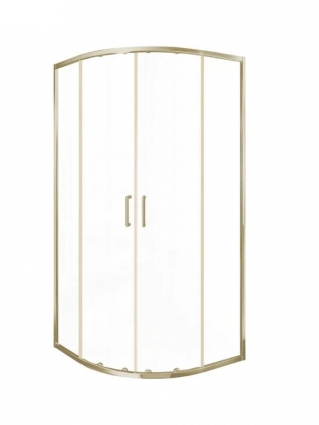 Душевой уголок Good Door Lite R-100-C-BG 100х100 см, профиль матовое золото, стекло прозрачное, четверть круга, двери раздвижные