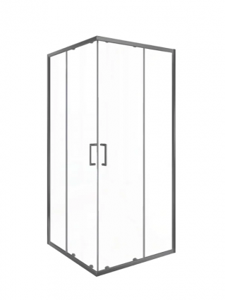 Душевой уголок Good Door Lite CR-80-C-GM 80х80 см, профиль оружейная сталь, стекло прозрачное, квадратный, двери раздвижные