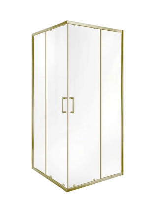 Душевой уголок Good Door Lite CR-80-C-BG 80х80 см, профиль матовое золото, стекло прозрачное, квадратный, двери раздвижные