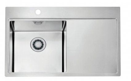 Мойка для кухни PURE 40L new KMB-90 790X525 левая в компл. с сифоном 1148858 ALVEUS брашированная нержавеющая сталь. Сделано в Словении, прямоугольная, с крылом
