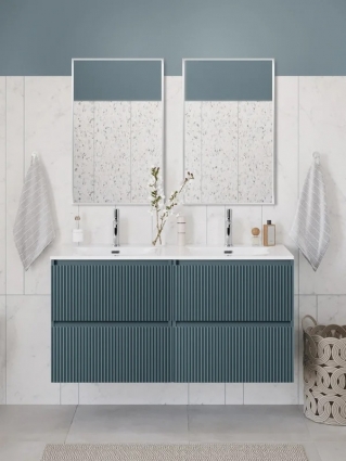 Мебель для ванной комнаты BelBagno Uno 120 подвесная, 4 ящика, матовая голубая, раковина CZR-8073-120-2, с доводчиками