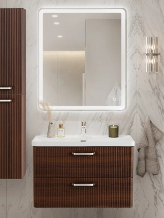 Мебель для ванной комнаты BelBagno Due 80 ручки хром полированный, noce, подвесная, матовая