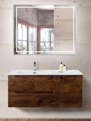 Мебель для ванной комнаты BelBagno Etna L, 100 rovere moro, подвесная, матовая