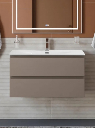 Тумба под раковину без столешницы BelBagno Kraft 90 подвесная, матовая бежевая, с ящиками