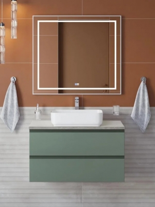 Мебель для ванной комнаты BelBagno Kraft 80 подвесная, матовая еловая, столешница kep-80-mgl, раковина BB1304, с ящиками