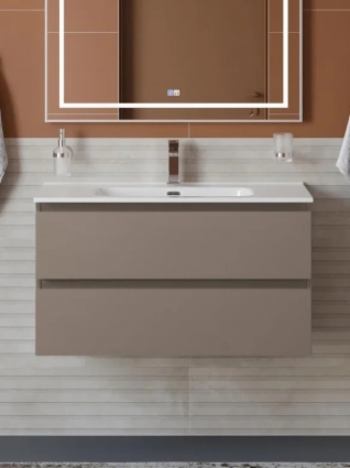 Тумба под раковину без столешницы BelBagno Kraft 80 подвесная, матовая бежевая, с ящиками