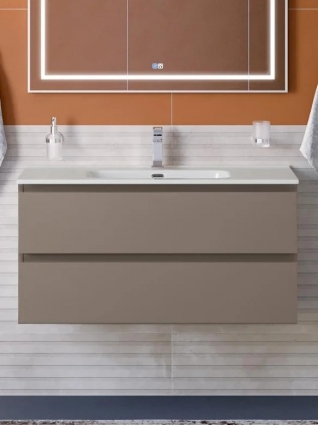 Тумба под раковину без столешницы BelBagno Kraft 100 подвесная, матовая бежевая, с ящиками