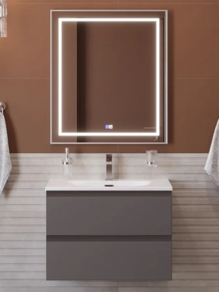 Мебель для ванной комнаты BelBagno Kraft 60 подвесная, матовая темно-серая, раковина bb-8099-60, с ящиками
