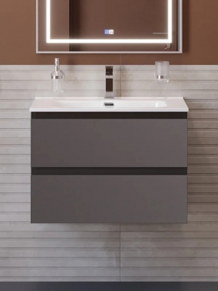 Тумба под раковину без столешницы BelBagno Kraft 60 подвесная, матовая темно-серая, с ящиками