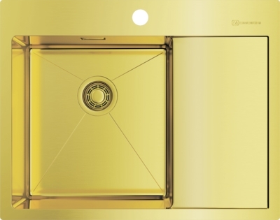 Мойка кухонная Omoikiri Akisame 65-LG-L светлое золото брашированная, прямоугольная, 65x51 см