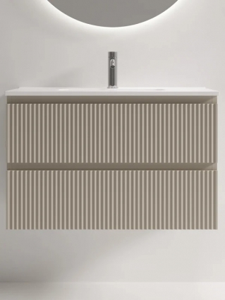 Тумба с раковиной Sancos Snob R 80 Beige Soft, раковина CN7026, подвесная, с ящиками
