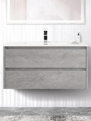 Тумба под раковину без столешницы BelBagno Kraft 100 подвесная, cemento grigio, матовая, с ящиками