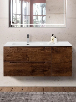 Тумба с раковиной BelBagno Etna L, 100 2 ящика, дверца, rovere moro, подвесная, матовая