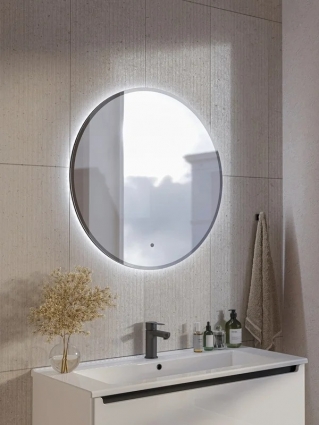 Зеркало круглое 1MarKa Shape Soft Plus 80 с подсветкой, круг, черное