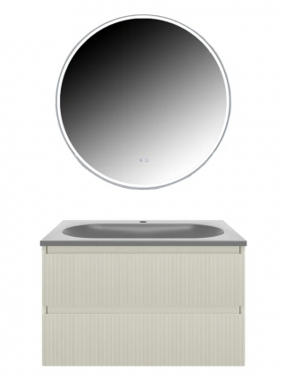 Мебель для ванной комнаты Vincea Welle 80 m.beige soft-touch, раковина VCB-4H800G серый шелк, подвесная, матовая