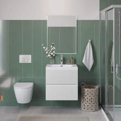 Мебель для ванной комнаты BelBagno Uno 70 подвесная, 2 ящика, bianco opaco, матовая, с доводчиками
