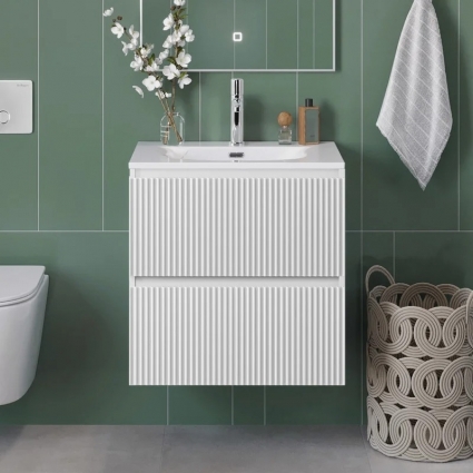 Тумба с раковиной BelBagno Uno-mini 50 подвесная, 2 ящика, bianco opaco, матовая, с доводчиками