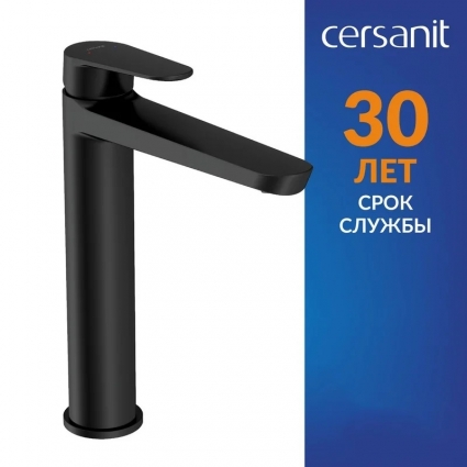 Смеситель для раковины Cersanit Лара (Lara) 68154 матовый черный однорычажный, длина излива 18.4 см