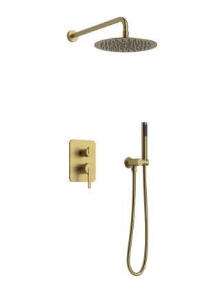 Душевой комплект ALTROBAGNO Юнион (Unione) 040111BG С ВНУТРЕННЕЙ ЧАСТЬЮ, матовое золото, шланг пластиковый 150 см