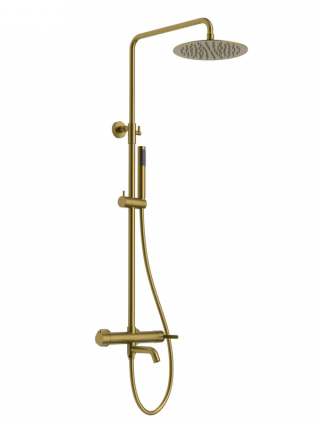 Душевая стойка ALTROBAGNO Юнион (Unione) 030213BG матовое золото штанга 155 см, шланг пластиковый 150 см