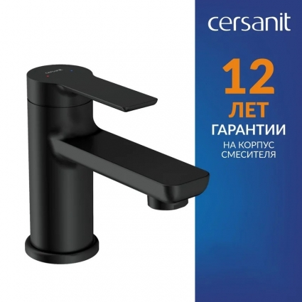 Смеситель для раковины Cersanit Вайб (Vibe) 68926 матовый черный однорычажный, длина излива 12.9 см