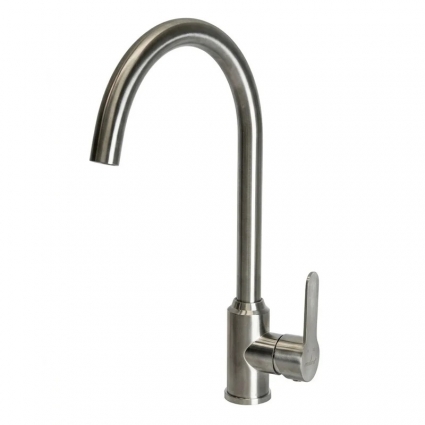 Смеситель для кухни 35k MIXLINE МЛНС-0405 (MLSS-0405) трубчатый излив, п/гайку САТИН, однорычажный, серый