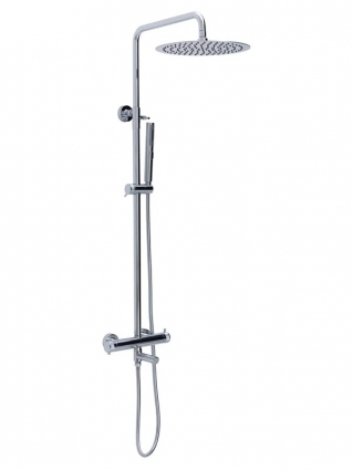 Душевая стойка Allen Brau 5.31T10-00 с изливом, с термостатом, хром, штанга 130 см, шланг металлический 150 см